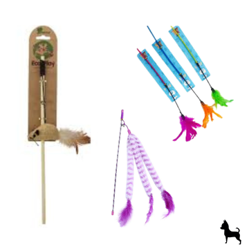 Juguete para gato con plumas