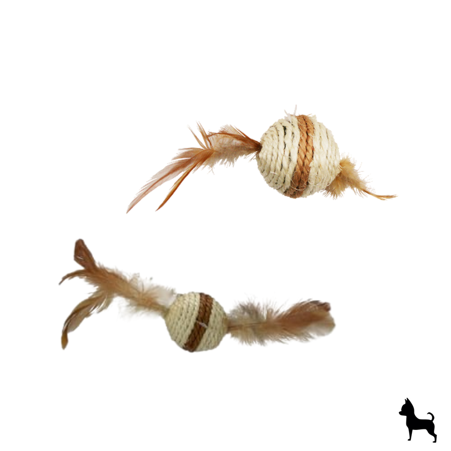 Juguete para gato pelota con plumas