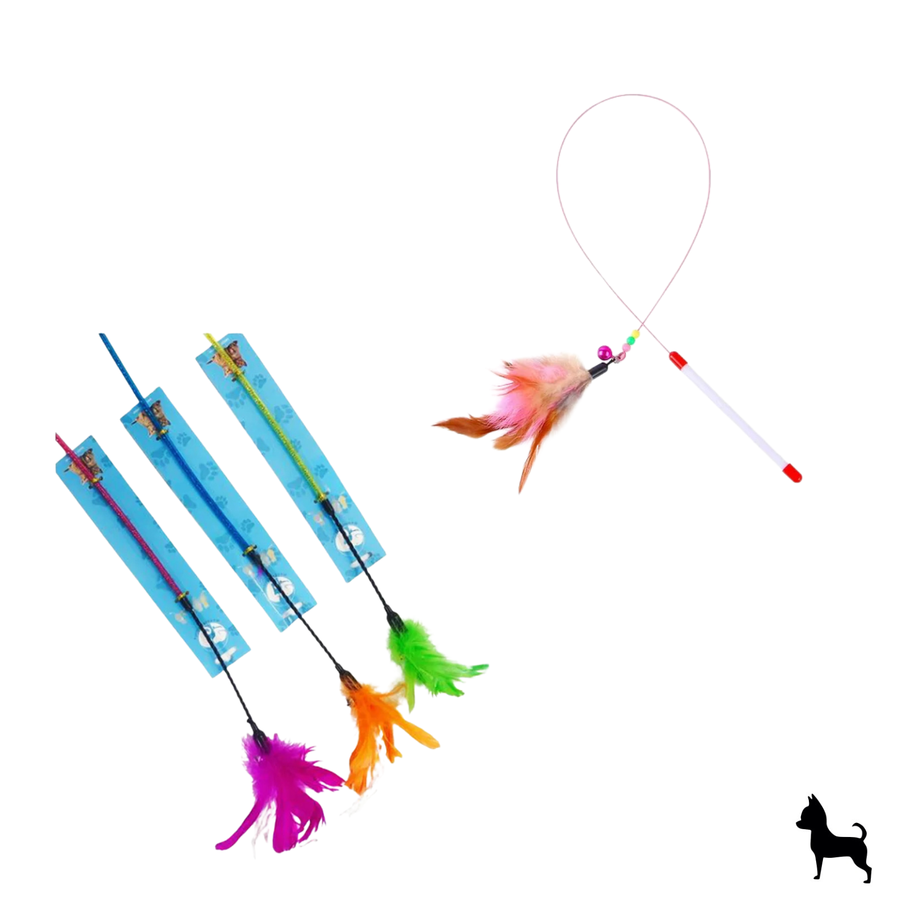Juguete para gato con plumas