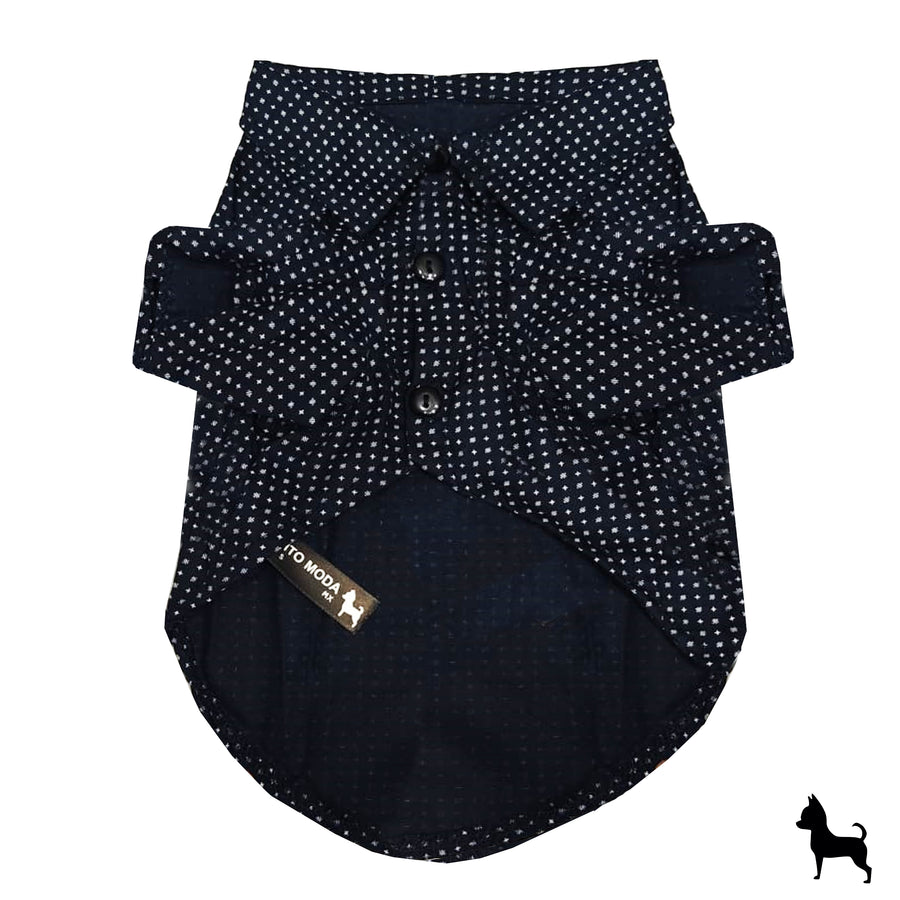 Camisa azul marino puntos